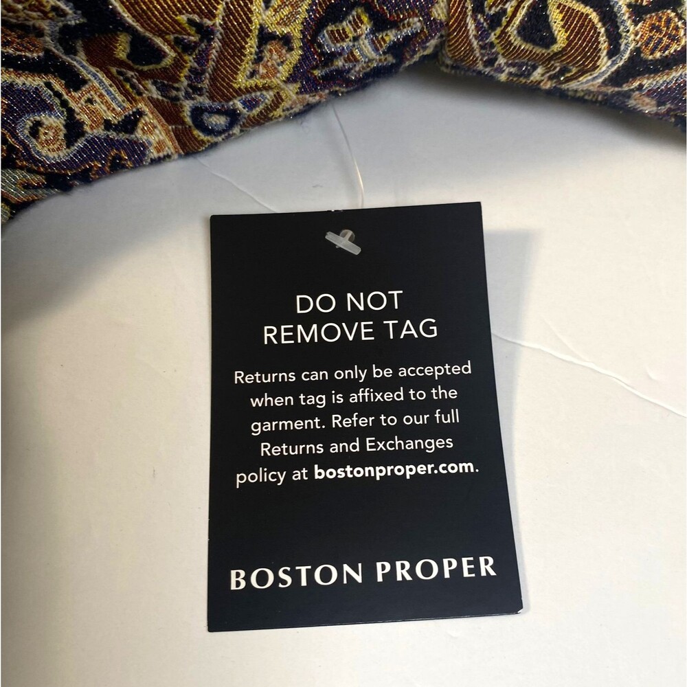 Boston Proper Fringe Tapestry Novelty Jacket Velvet Trim Size 14 Multicolor NWOT - Picture 12 of 16